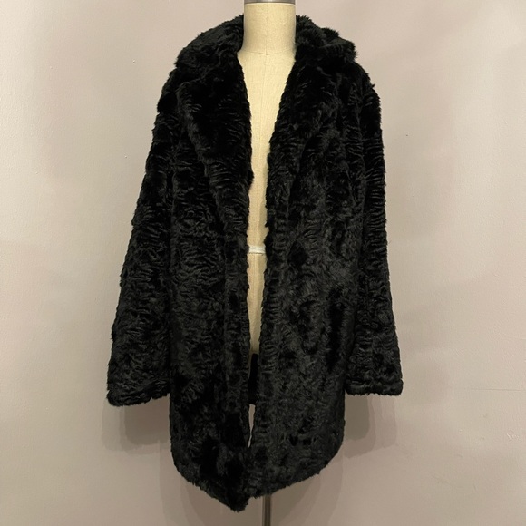 Jackets & Blazers - Black Faux Fur Longline Coat